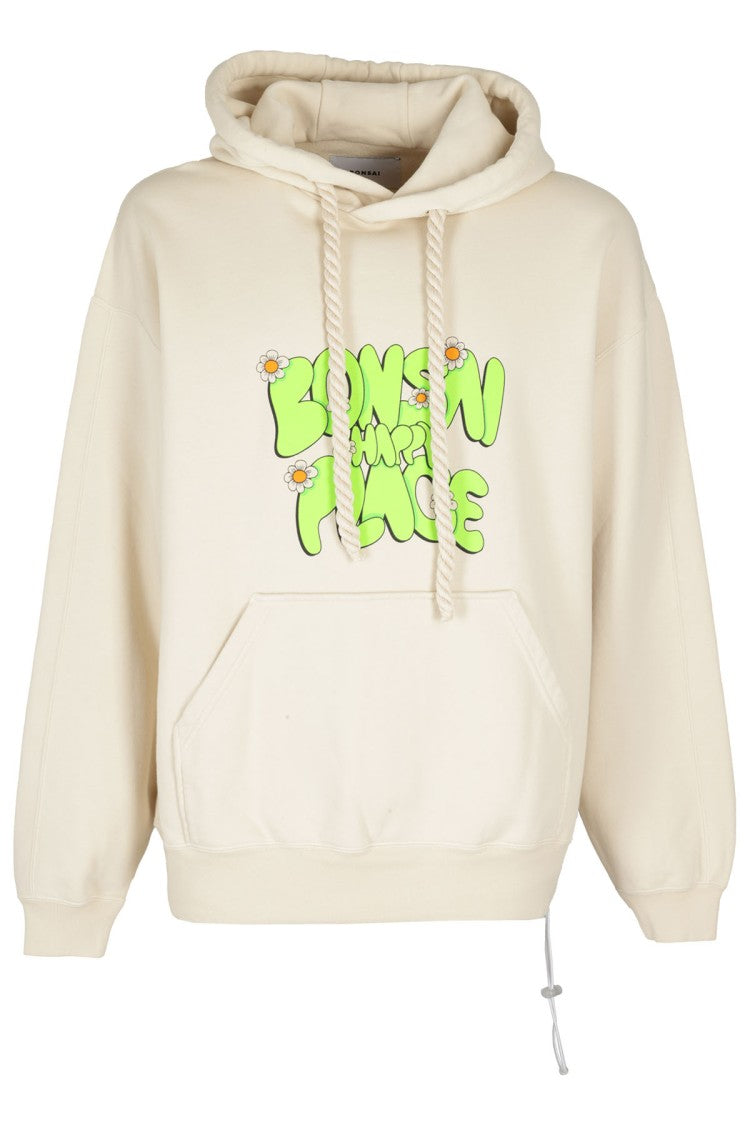 Bonsai Ivory Drawstring Hoodie Sweatshirt