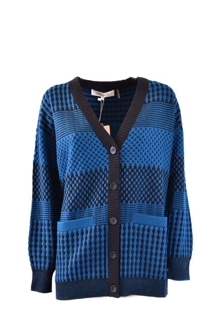 Diane Von Furstenberg Textured Knit Cardigan With Button Closure And Front Pockets