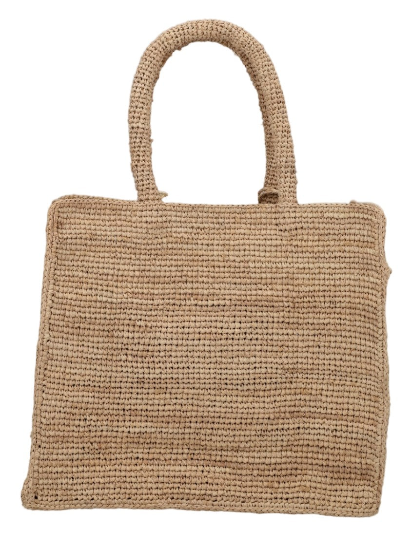 Mc2 Saint Barth Natural Woven Raffia Tassel Tote Bag