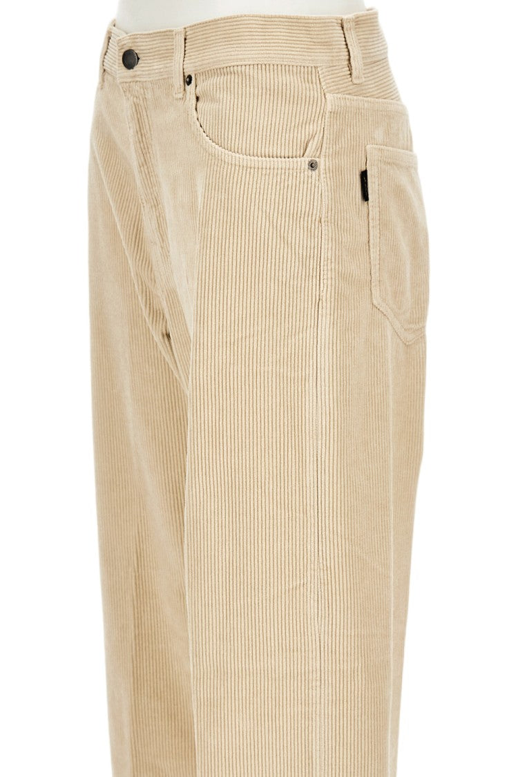 Haikure Ribbed Cotton Wide-Leg Trousers With Classic Five-Pocket Design