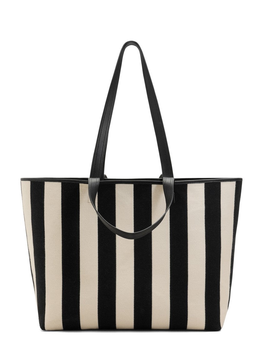 Ami Paris Spacious Striped Shopping Bag With Heart Logo