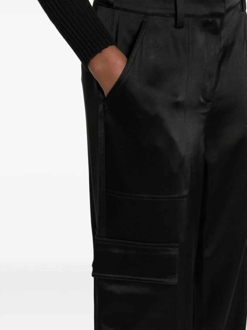 Michael Kors Black Satin Cargo Pants