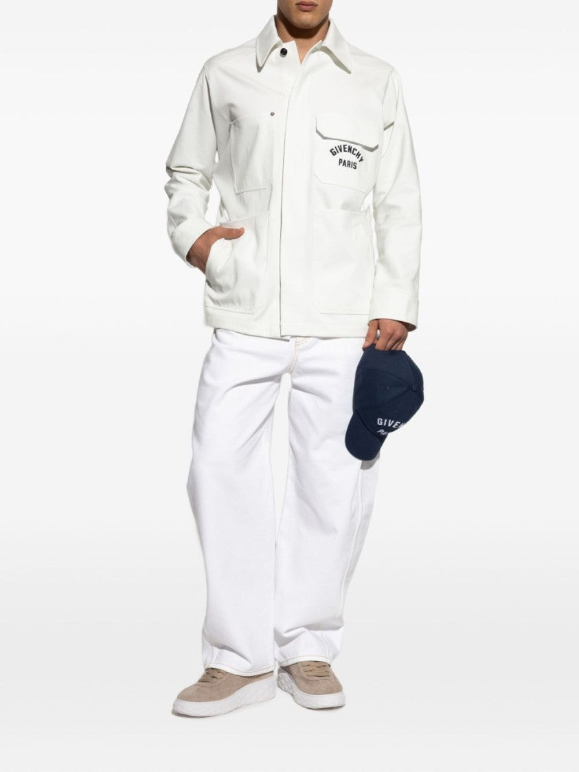 Givenchy White Overshirt With Logo Detail
