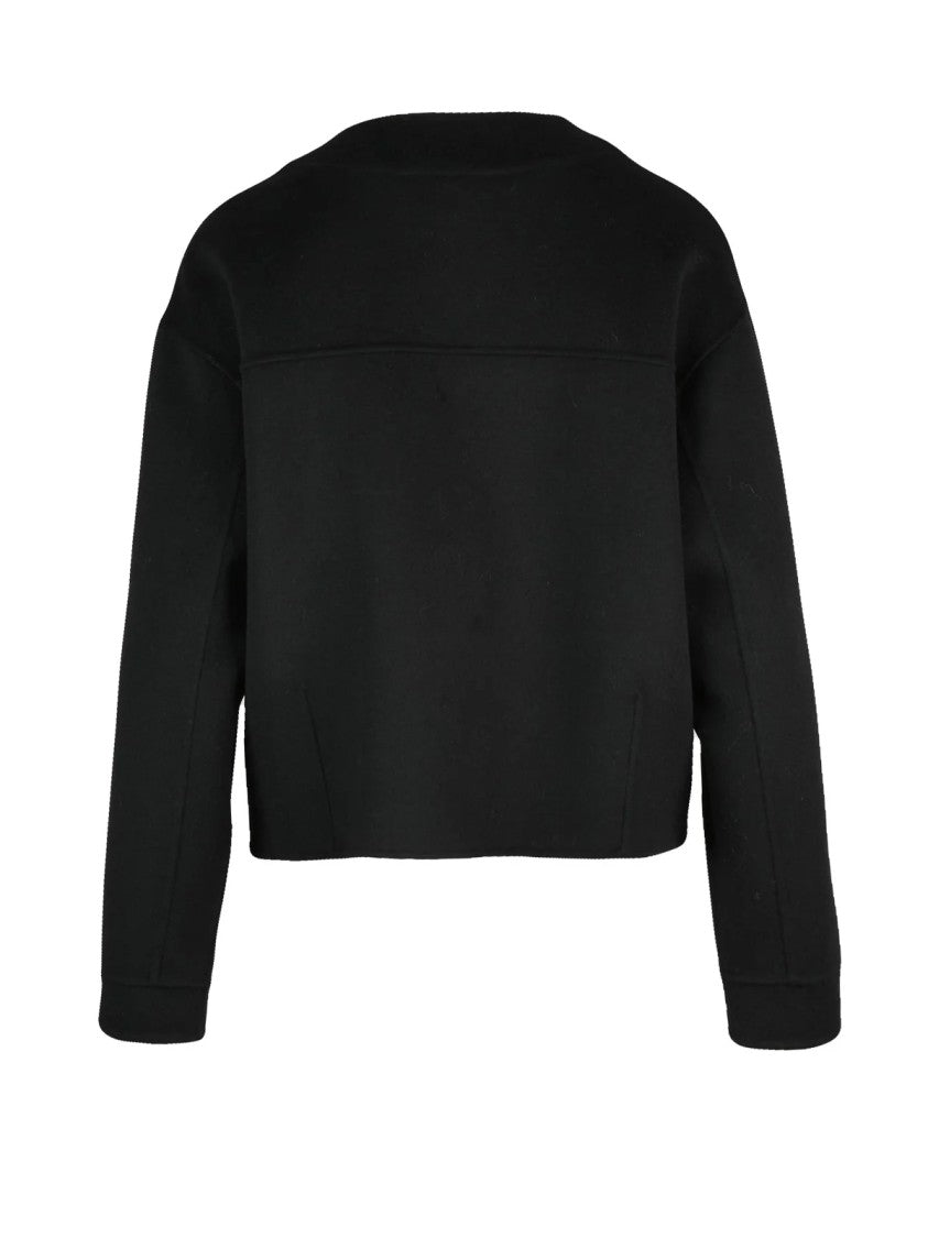 Simona Corsellini Black Cropped Wool-Blend Zip Jacket