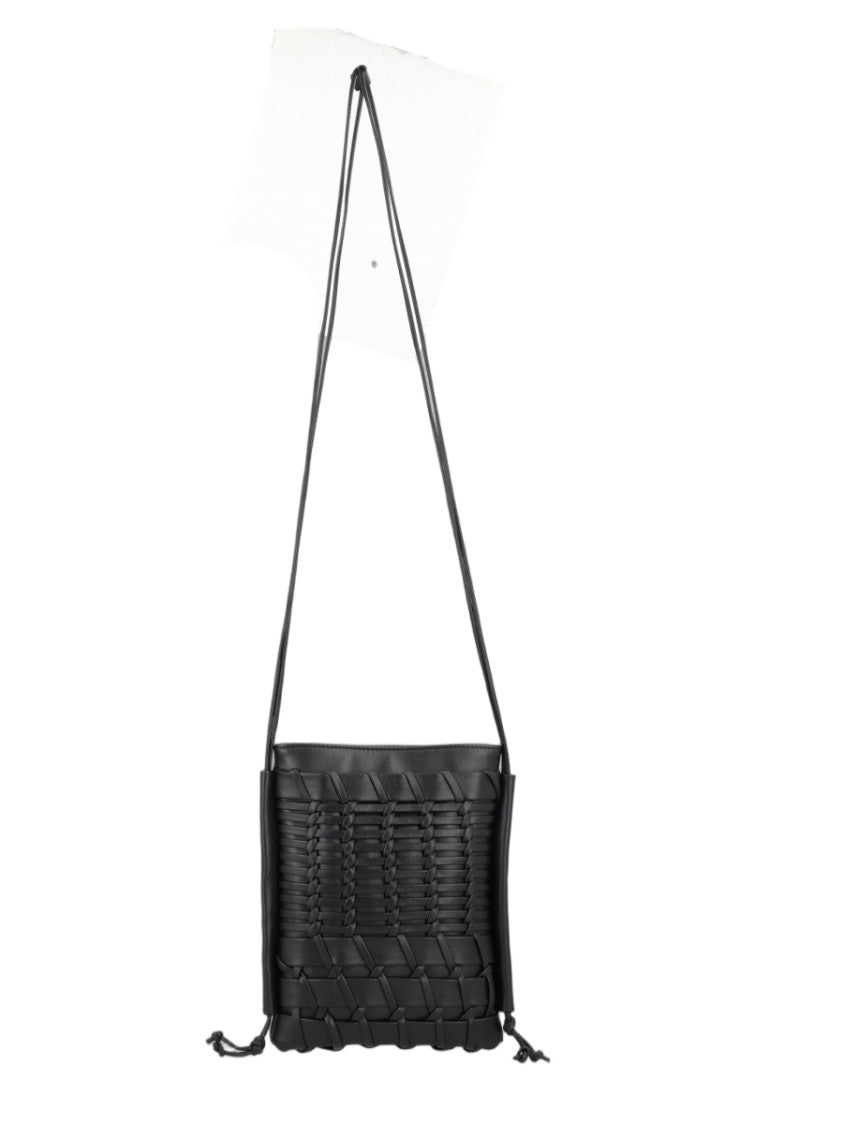 Hereu Neutrals Trena Woven Panel Leather Crossbody Bag