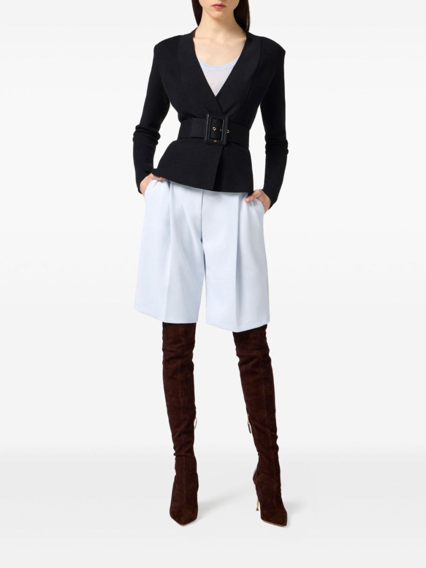 Elisabetta Franchi Classic Solid Black Sweater With Round Neckline