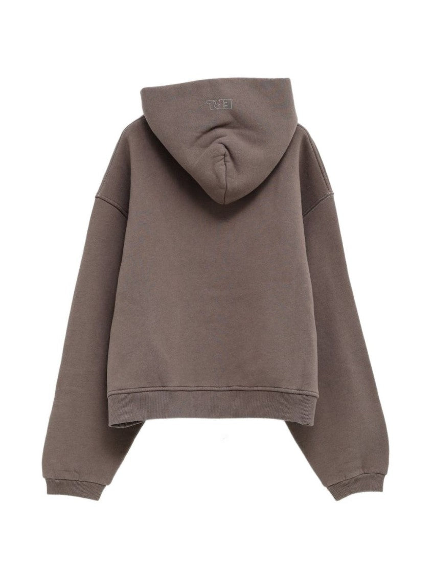 Erl Relaxed-Fit Brown Embroidered Hoodie