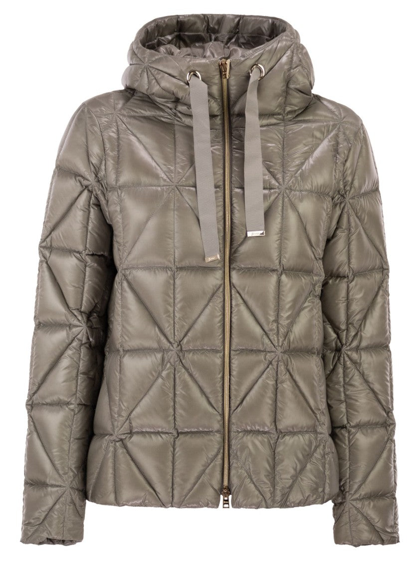 Herno Shiny Down Jacket With Geometric Star Quilting