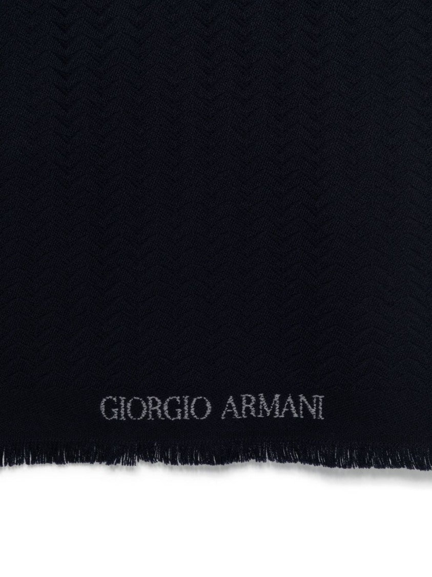 Giorgio Armani Midnight Blue Knitted Scarf