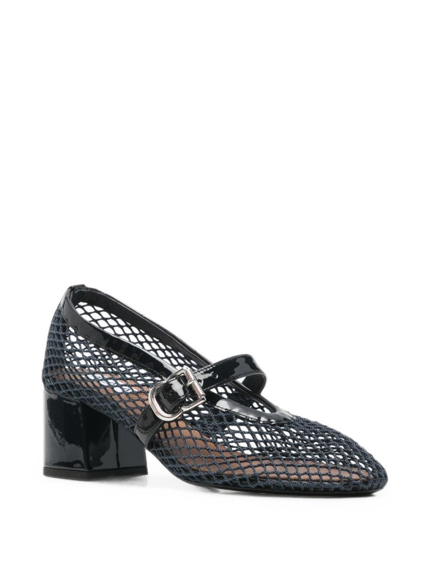 Alaïa Pointed-Toe Glossy Leather Block Heel Pumps