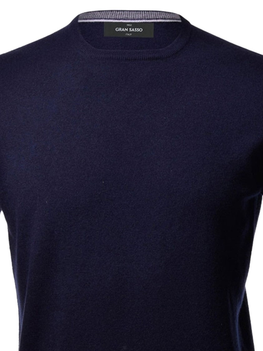 Gran Sasso Navy Blue Cashmere Crew Neck Sweate
