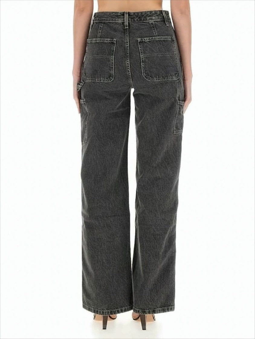 Helmut Lang Wide-Leg High-Waist Denim Pants With Utilitarian Detailing