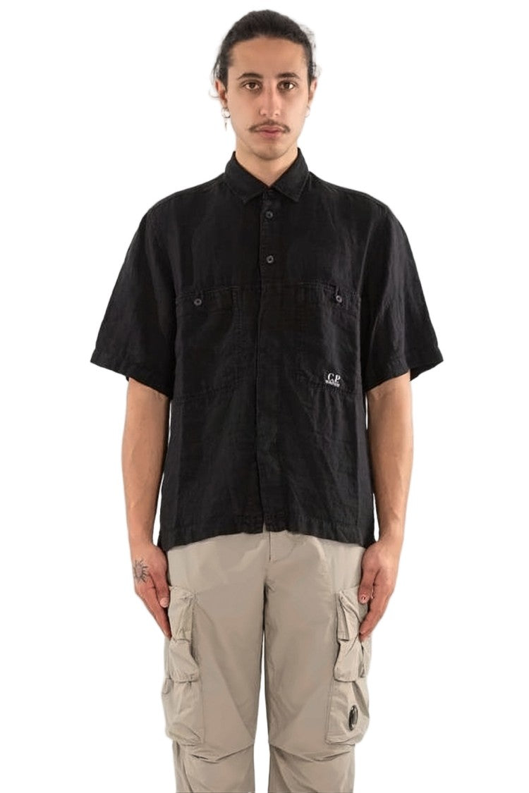 C.P. Company Short-Sleeve Linen Shirt With Classic Collar