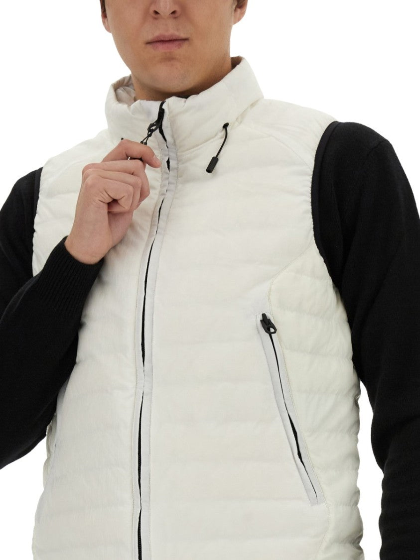 Jg1 Quilted High-Collar Padded Vest With Zippered Pockets