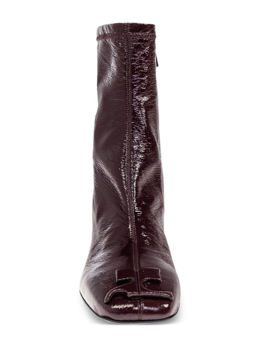 Courrèges Glossy Burgundy Ankle Boots