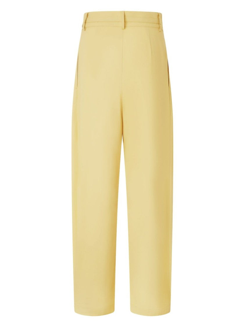 Pinko Belted Butter Yellow Trouser With Layered Details