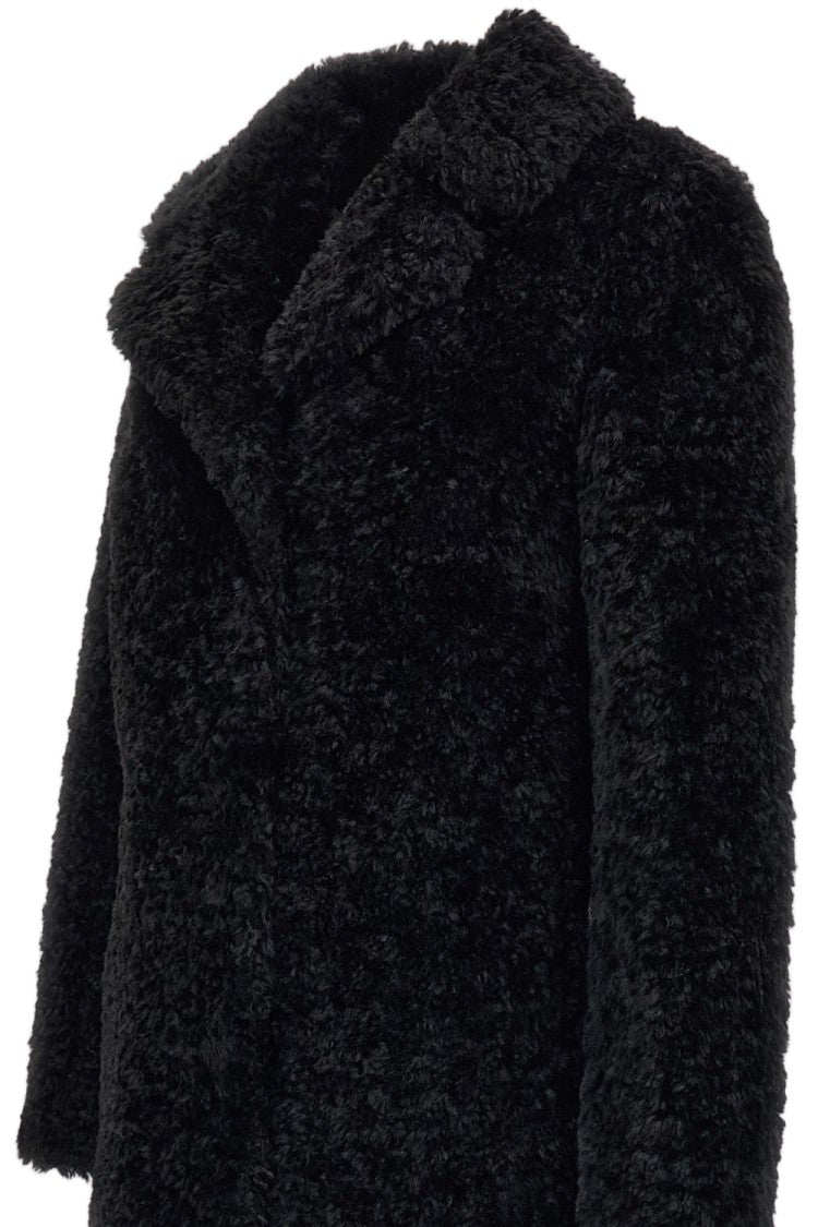 Herno Black Faux Fur Lapels Coat