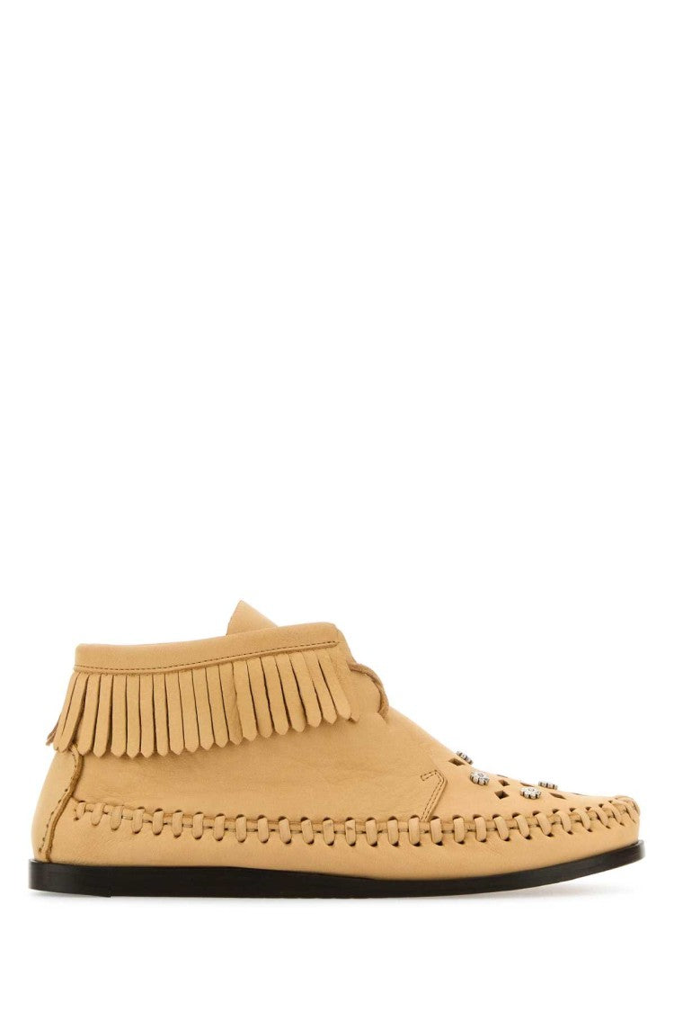 Isabel Marant Beige Leather Felsa Angle Boots