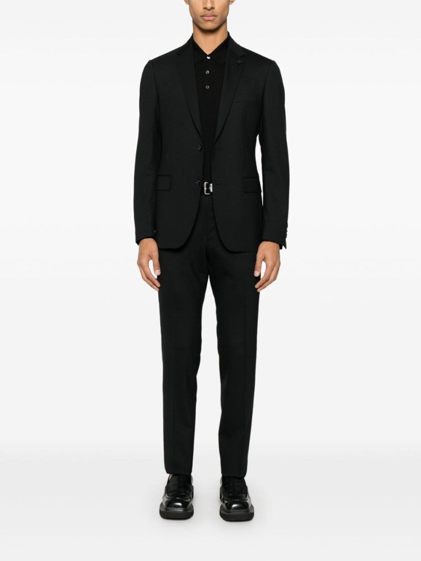 Lardini Tailored Black Suit With Notch Lapel