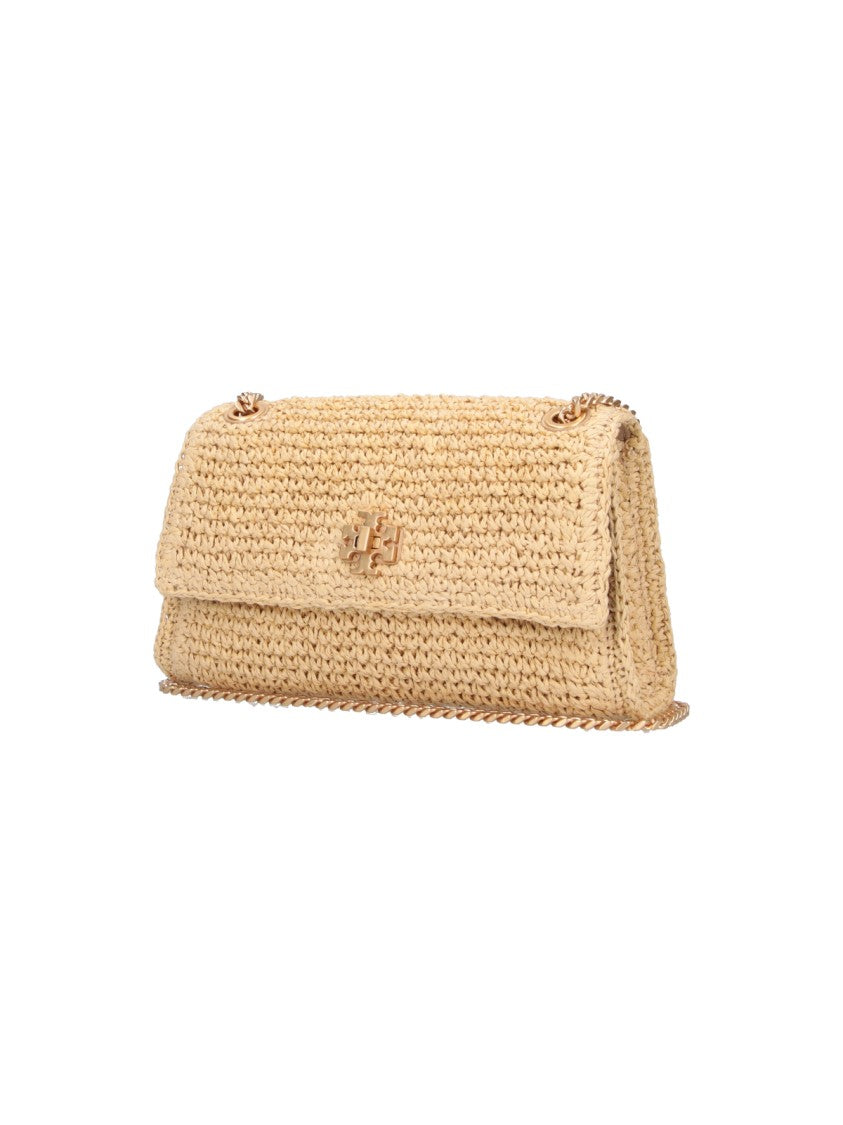 Tory Burch Beige Kira Turnlock Raffia Bag