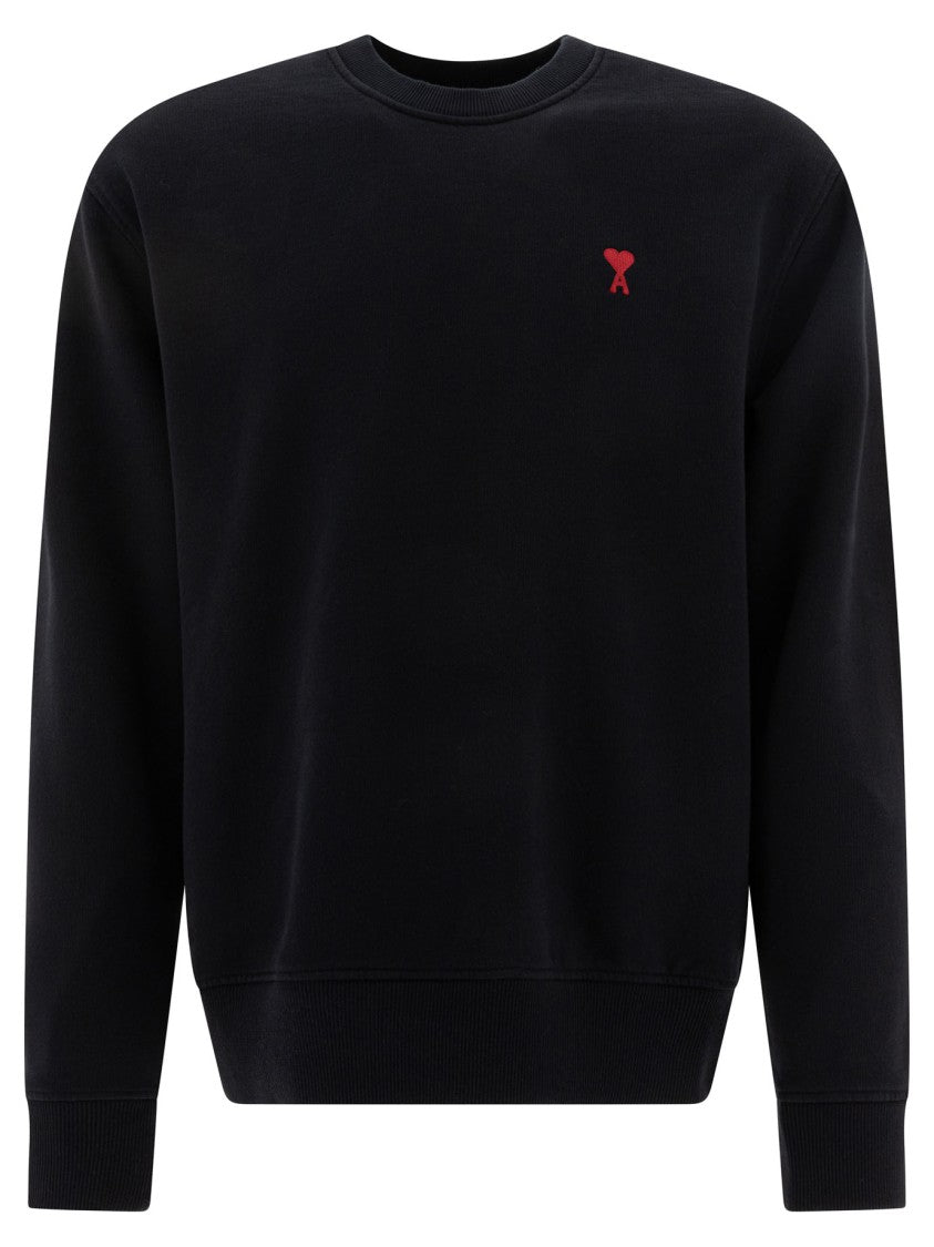 Ami Paris Crewneck Sweatshirt With Embroidered Heart Detail