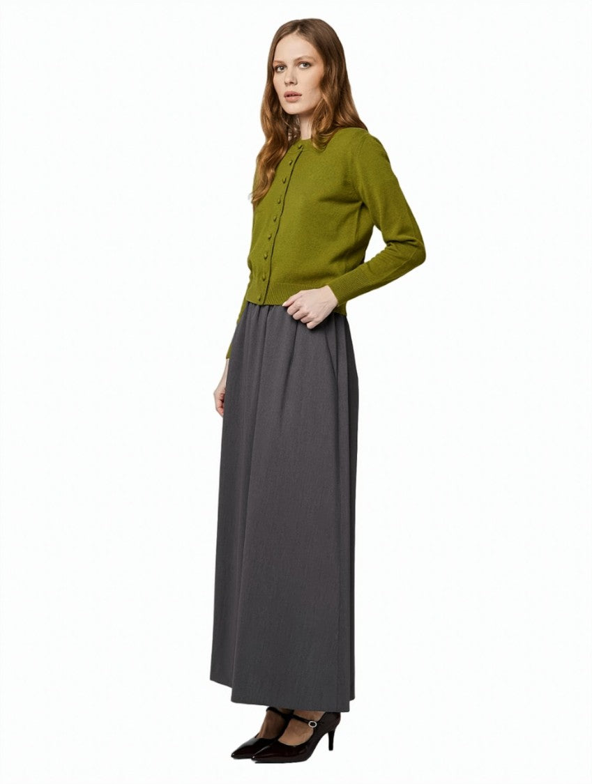 Alpha Studio Geelong Extrafine Wool Fabric-Covered Buttons Cropped Cardigan