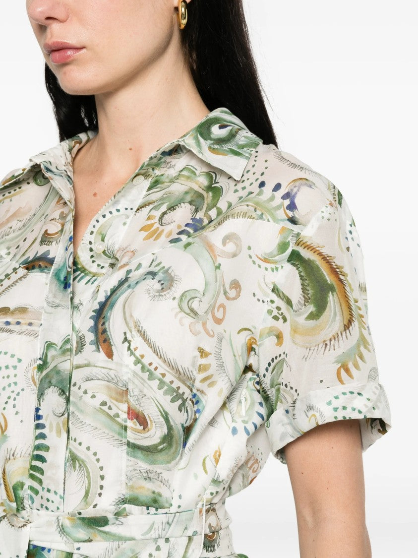 Marella Neutral Mllgalli Midi Cotton Silk Dress