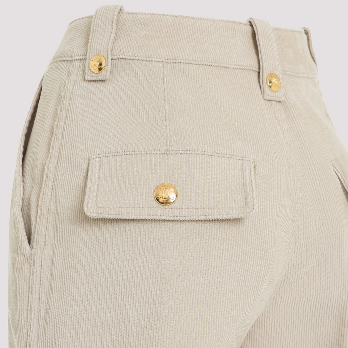 Celine Flared Beige Cotton Cargo Pants