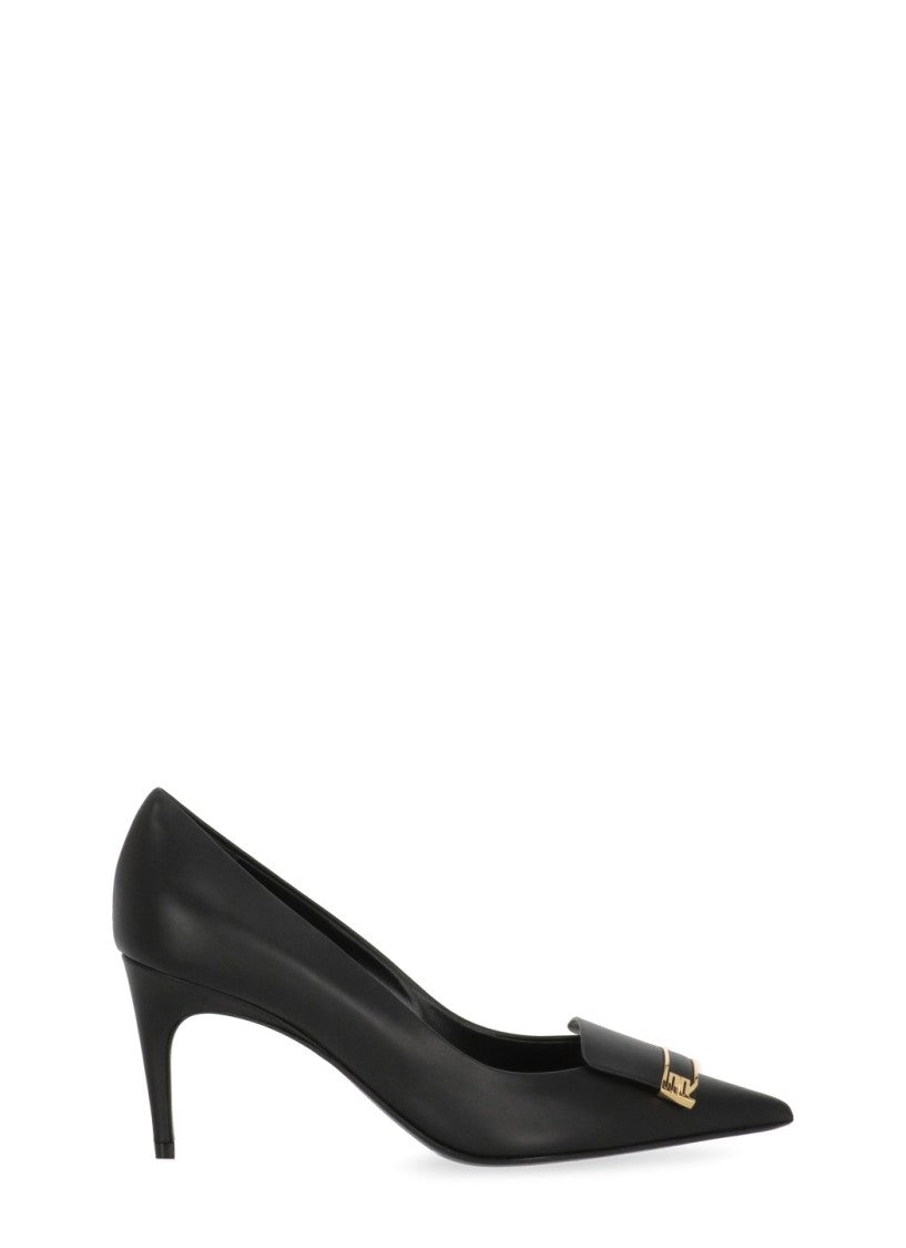 Sergio Rossi Black Arrowhead Decorative Plaque Pumps