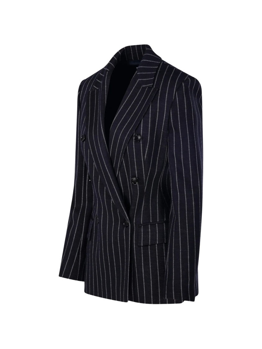 Max Mara Vest Riccio Pinstripe Double-Breasted Tailored Blazer