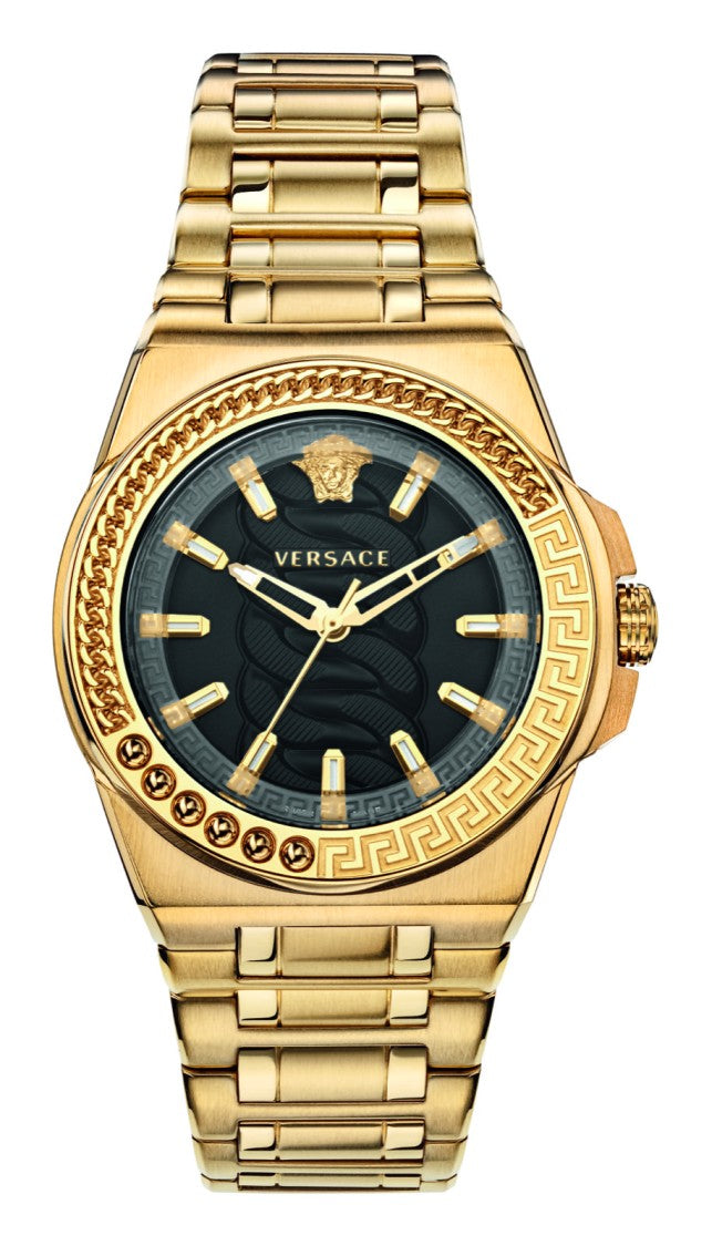 Versace Gold-Tone Stainless Steel Analog Watch With Greek Key Design