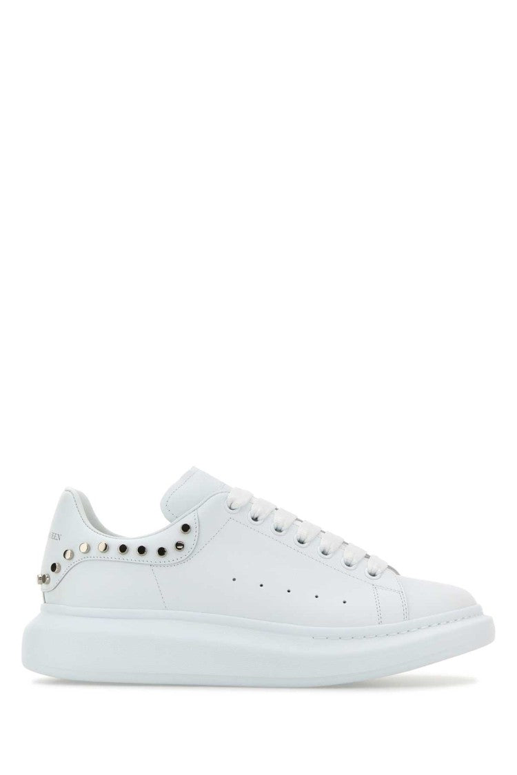 Alexander Mcqueen White Leather Sneakers With White Leather Heel