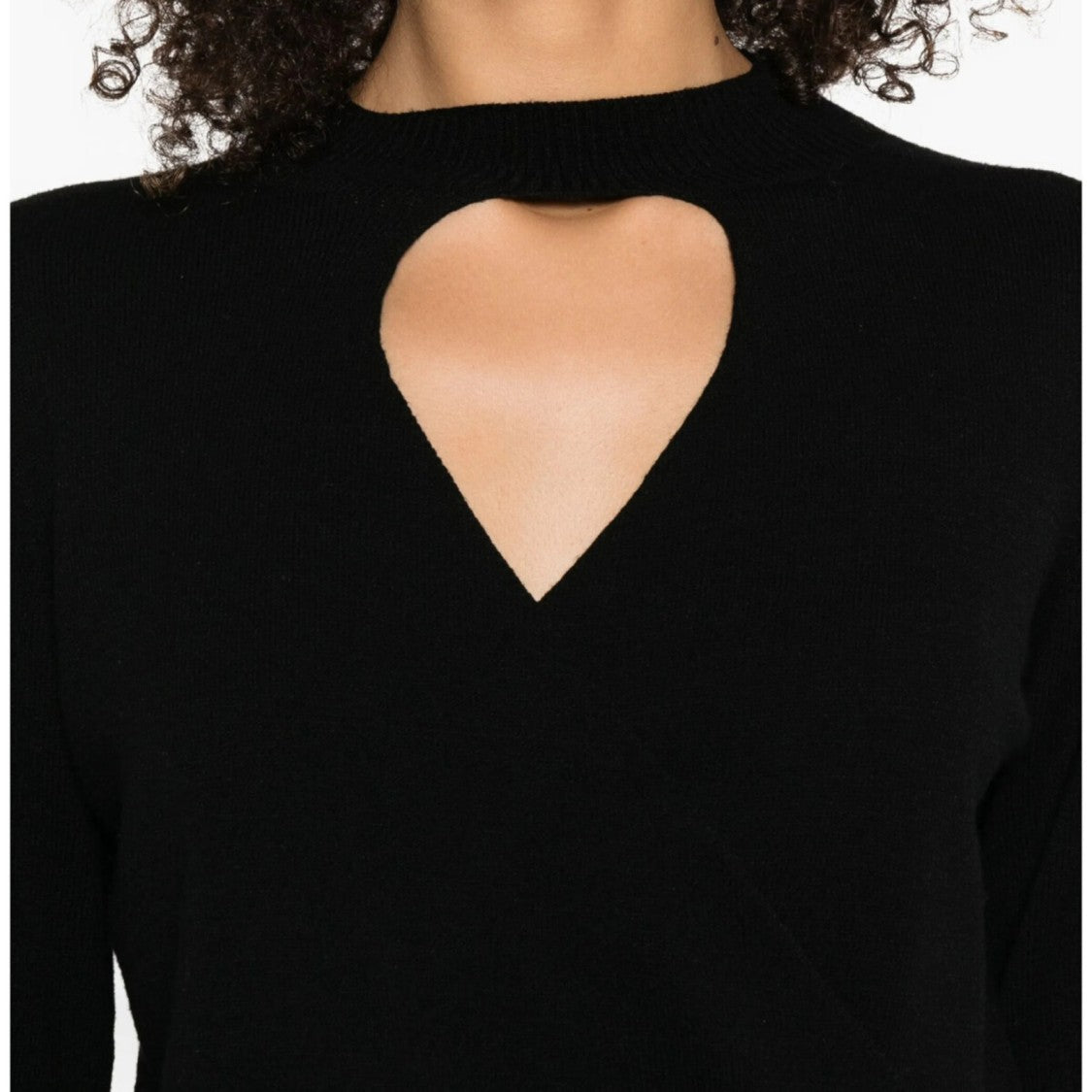 Twin-Set Front Crossover Cut-Out Black Top