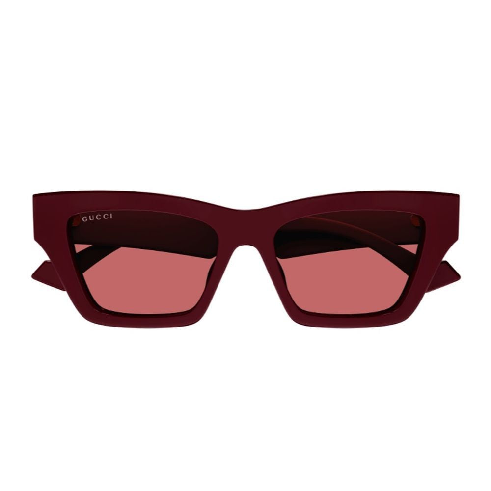 Gucci Gg1753s Emblem Line Burgundy Recycled Acetate Rectangular Sunglasses