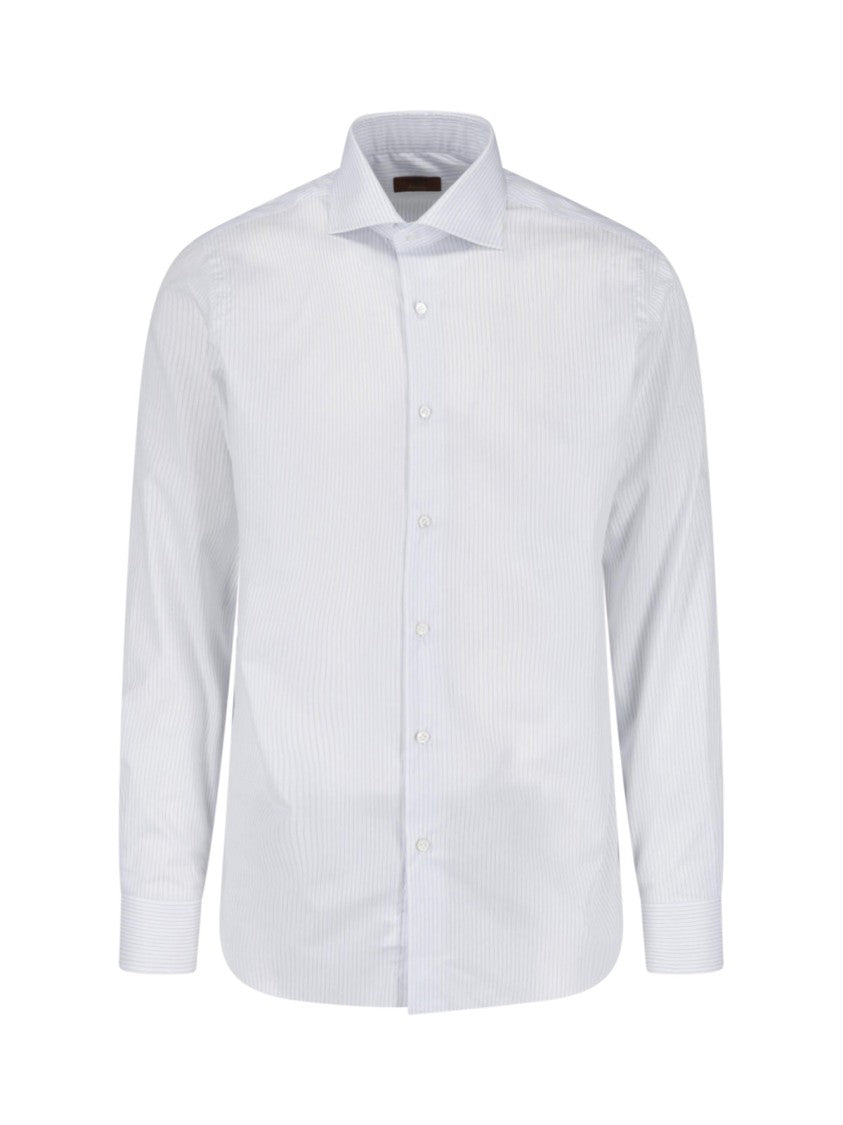 Barba Napoli Pinstripe Long-Sleeve Tailored Formal Shirt