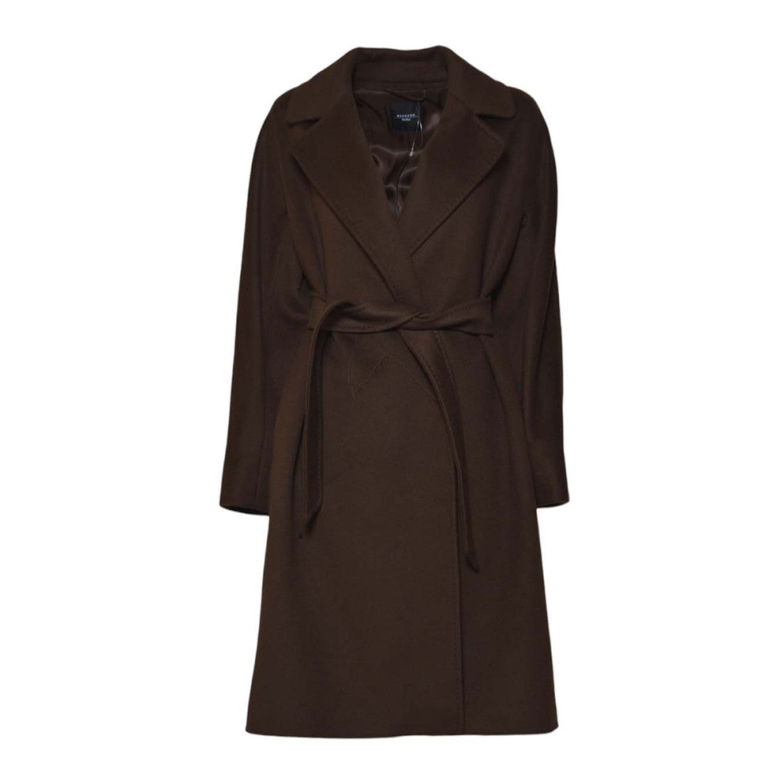 Max Mara Mid-Length Brown Virgin Wool Wrap Coat