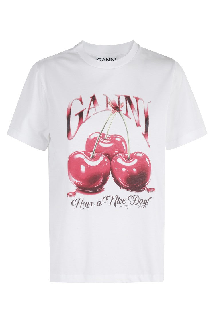 Ganni White Cherry T-Shirt