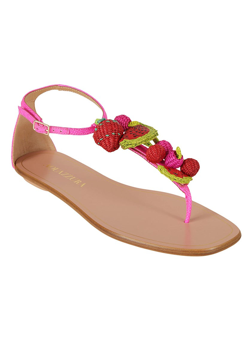 Aquazzura Flat Sole Sandals With Woven Embellishments