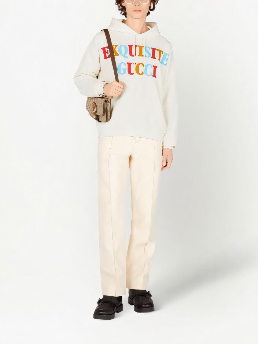 Gucci Hooded Sweatshirt With Unique Graphic Design And Bold Lettering