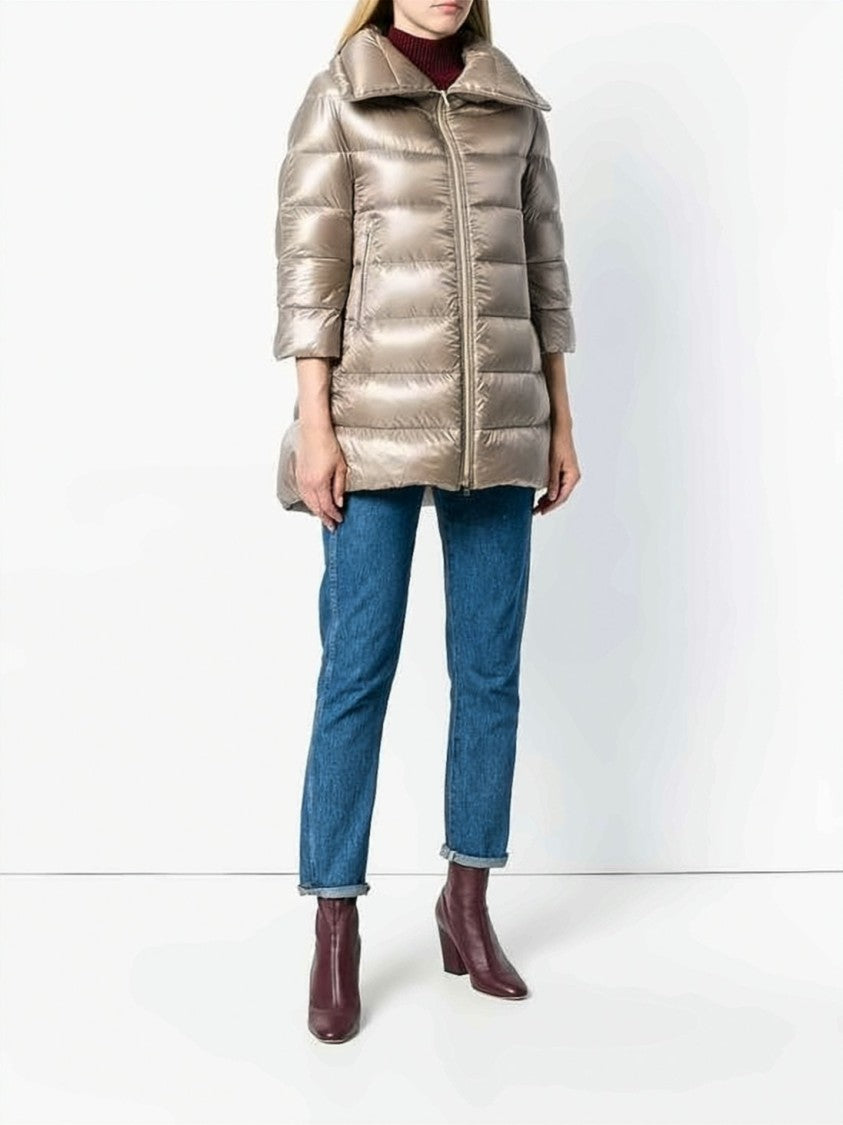 Herno Quilted Down Jacket With Glossy Finish And Flared Silhouette
