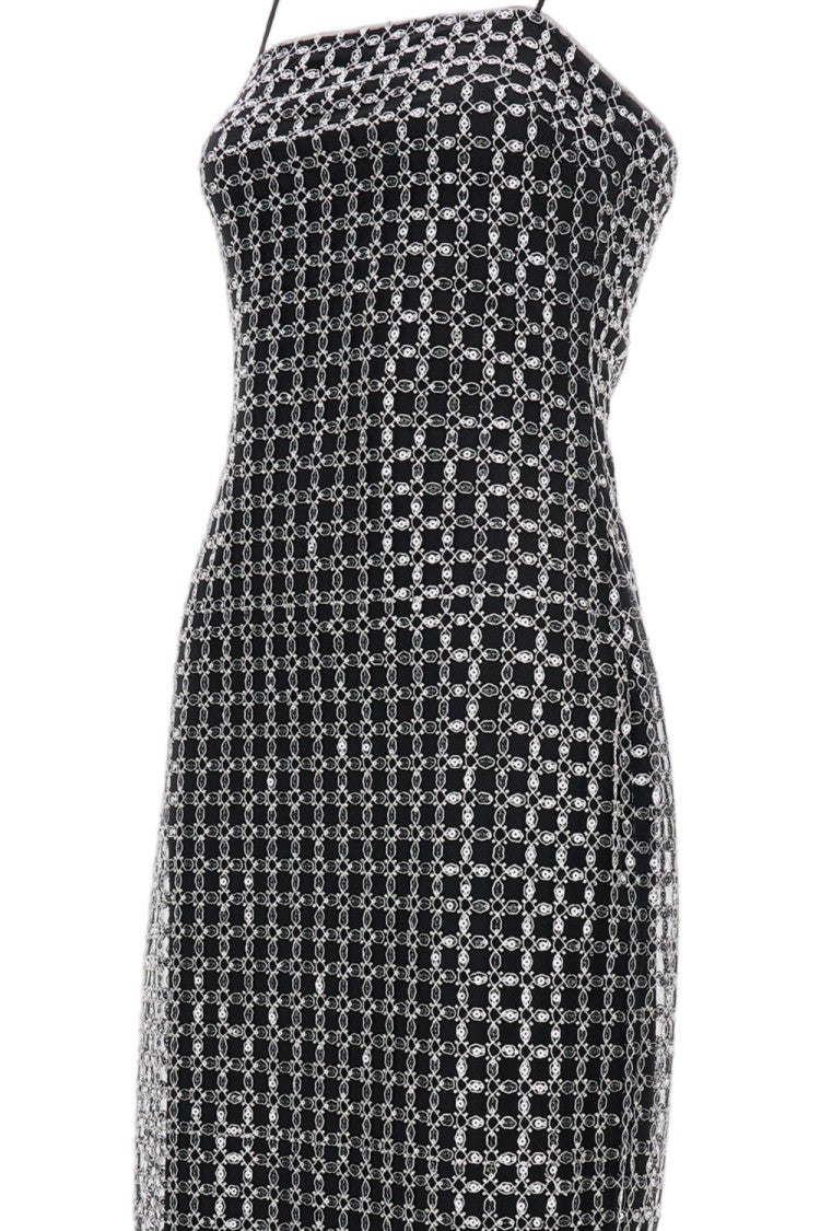 Rotate Birger Christensen Symmetrical Sequin Embroidered Fitted Long Dress
