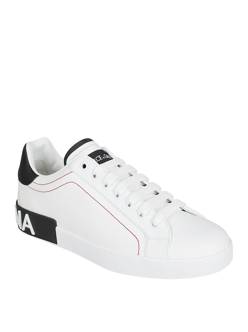 Dolce & Gabbana Smooth Leather Sneakers With Contrasting Stitching