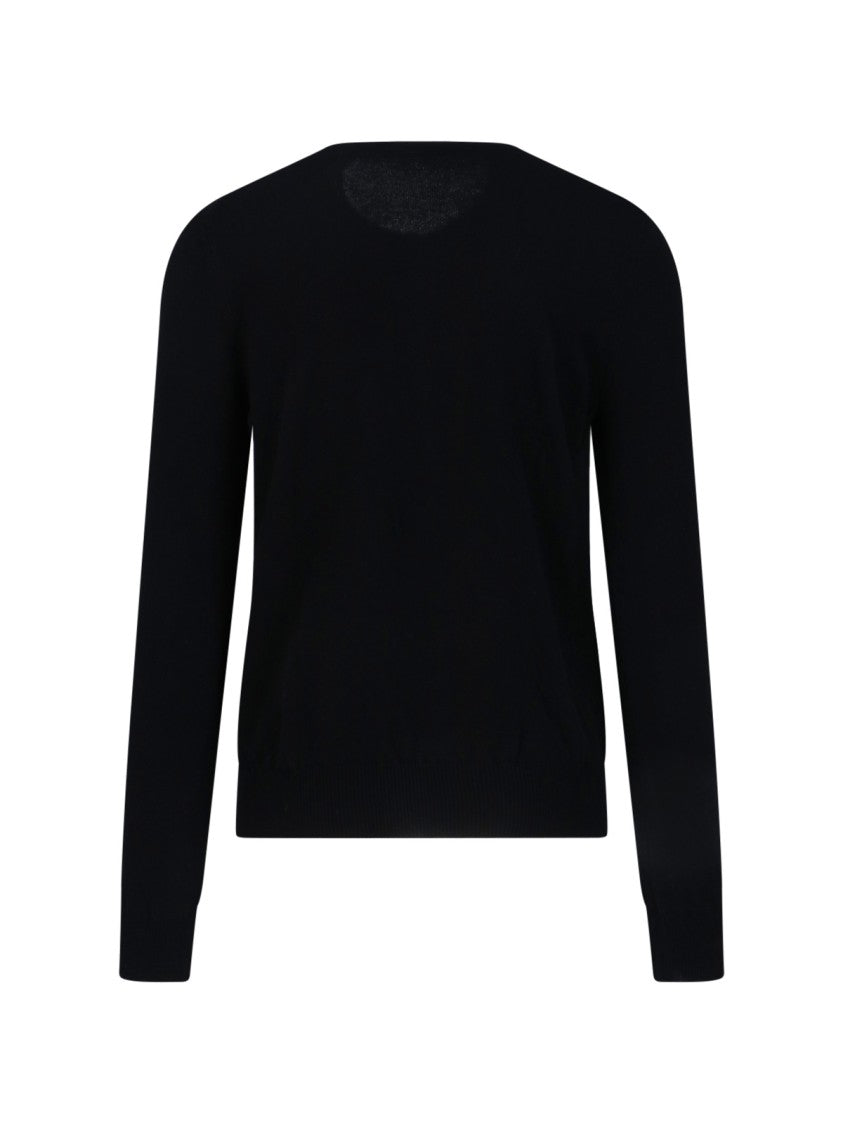 Comme Des Garçons Contrast-Embroidered Black Wool Cardigan