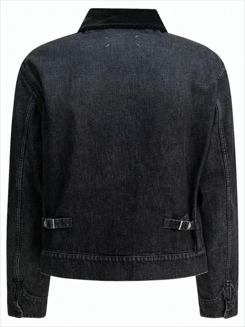 Maison Margiela Cropped Denim Jacket With Distressed Detailing