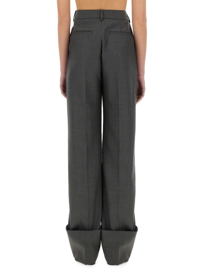 Valentino Straight Wide-Leg Virgin Wool Pants