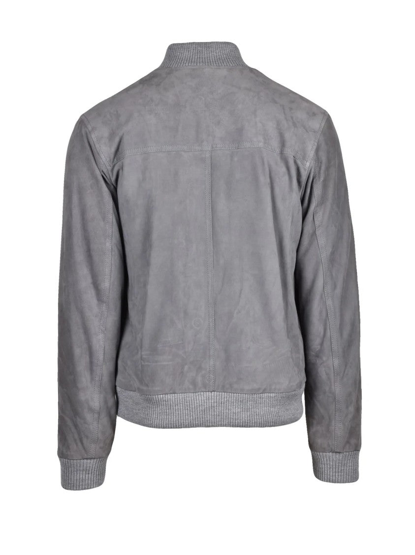 Borgo Pellai Suede Jacket With Button Closure And Ribbed Knit Details