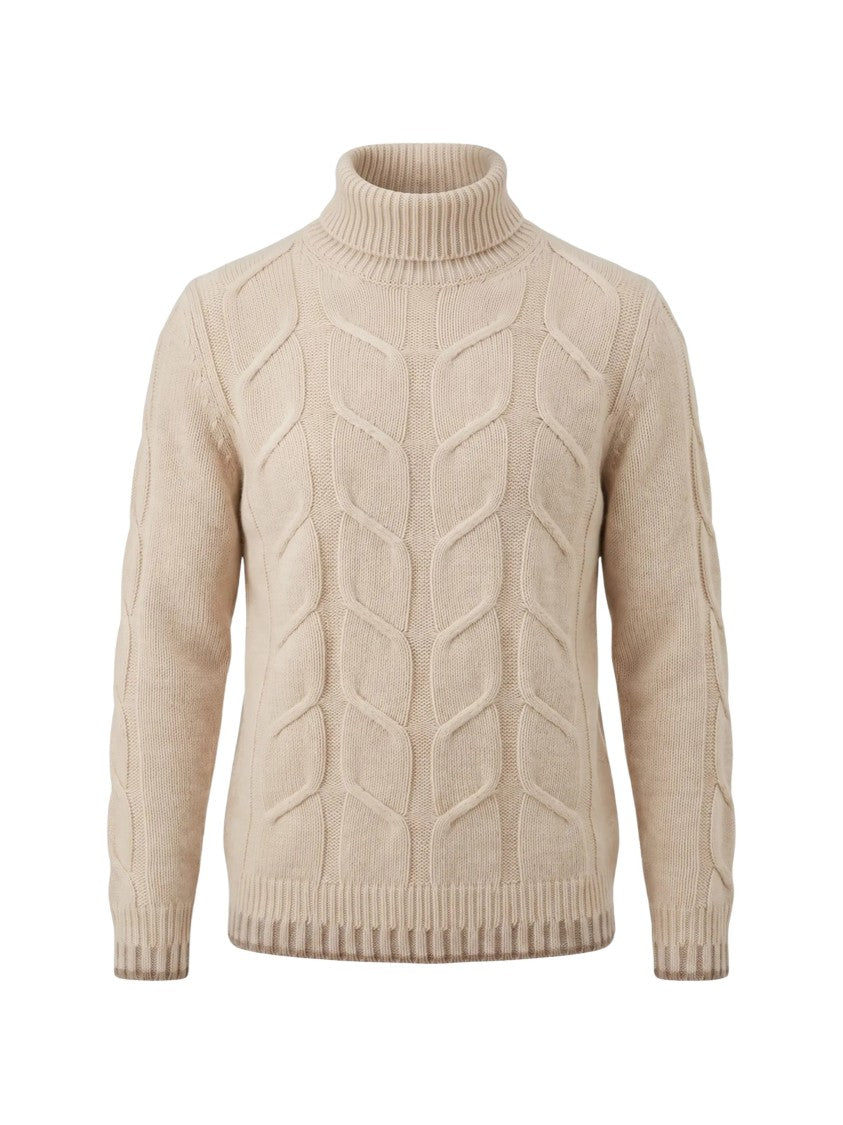 Altea Cream Cable Knit Virgin Wool-Blend Sweater