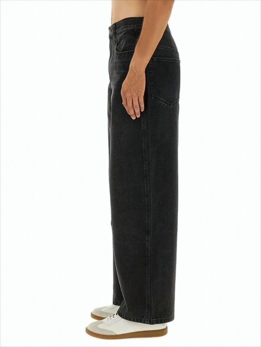 Isabel Marant Relaxed Fit Black Denim Pants With Five-Pocket Design