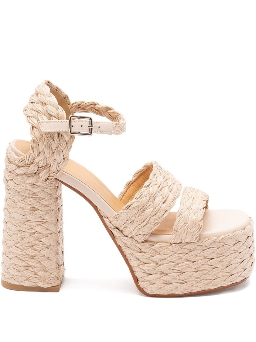 Castaner Woven Raffia Platform Sandals With Heel