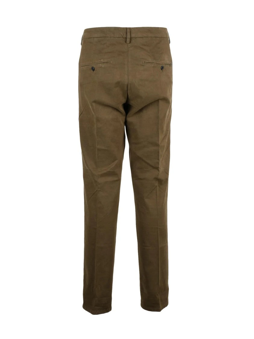 Dondup Military Green Gaubert Faux-Leather Effect Stretch Cotton Trousers